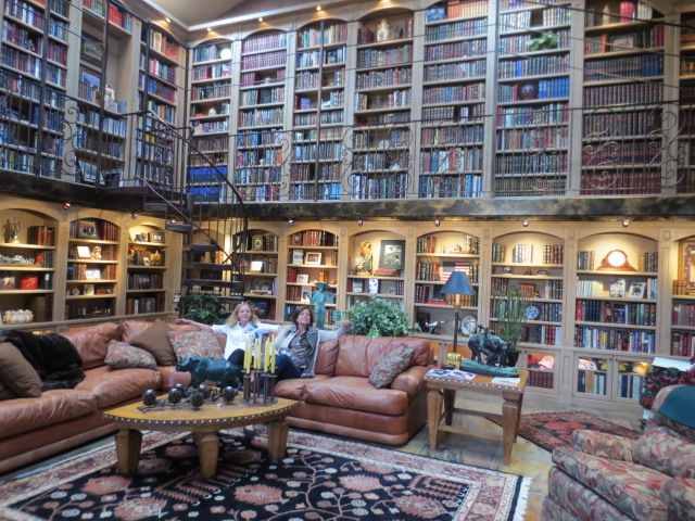 What an impressive library - and so cosy