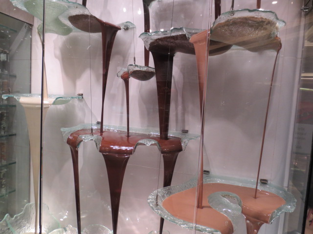 This chocolate fountain was in the Bellagio hotel.  A vast amount of chocolate just flowing through