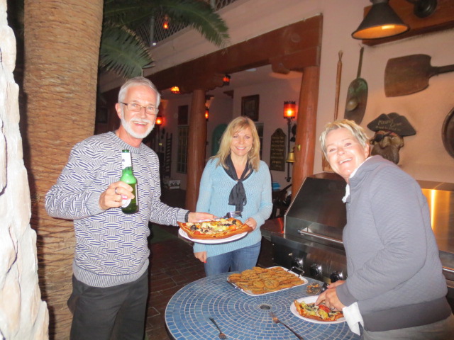 Chris, Anneli and Liv enjoying dinner party.