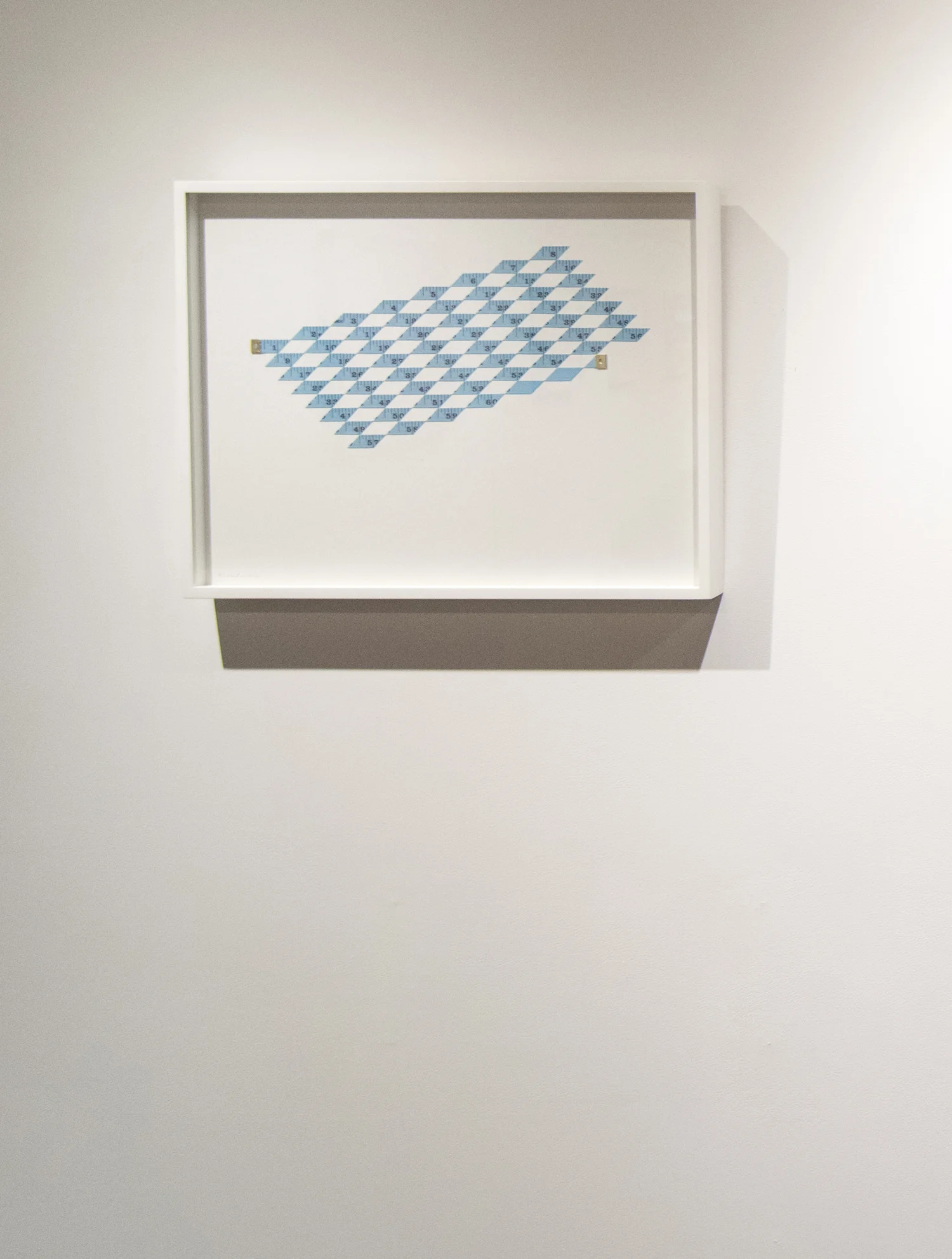 Kristiina Lahde, Metric System (blue on white), Altered Measuring Tapes, 2012.