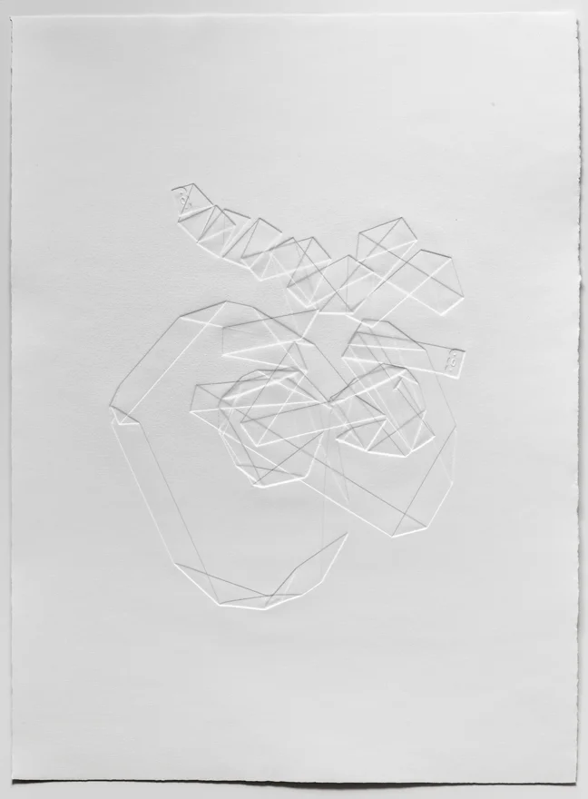 Criss-Cross #1, 2012, 1/1 Embossing on paper, 22.5 x 16.5"