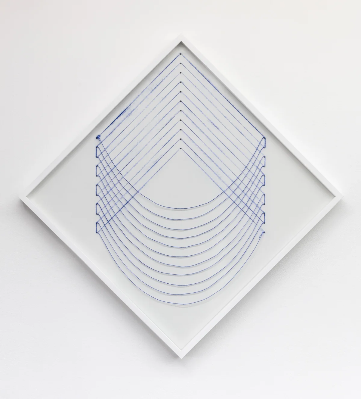 Lines and Curves, 2015, Chalk line, nails on board, 38"x38"
