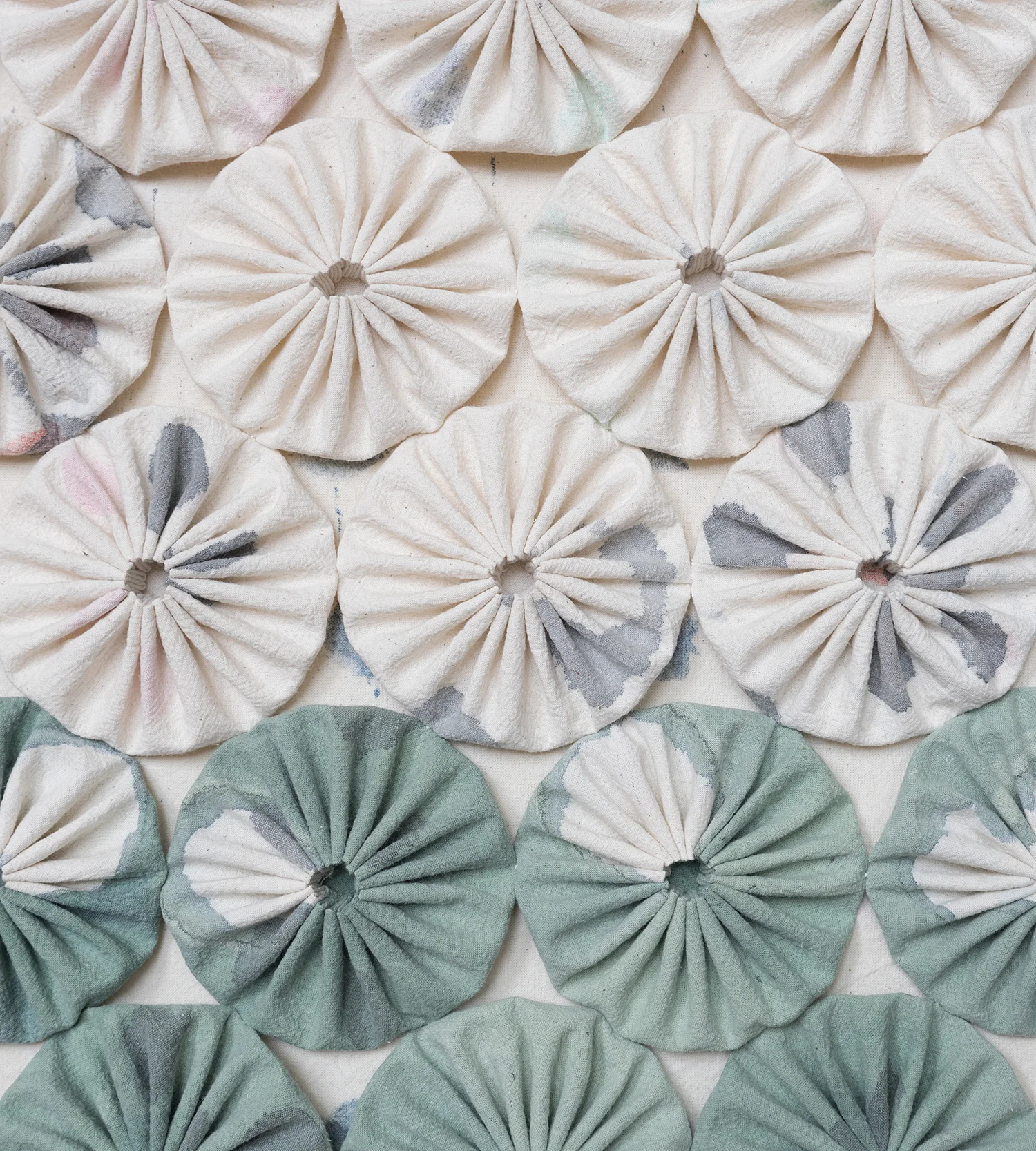 Peacemaker, 2017 (detail) Laundered and quilted painting on muslin 60 x 36 inches (152 x 91 cm)