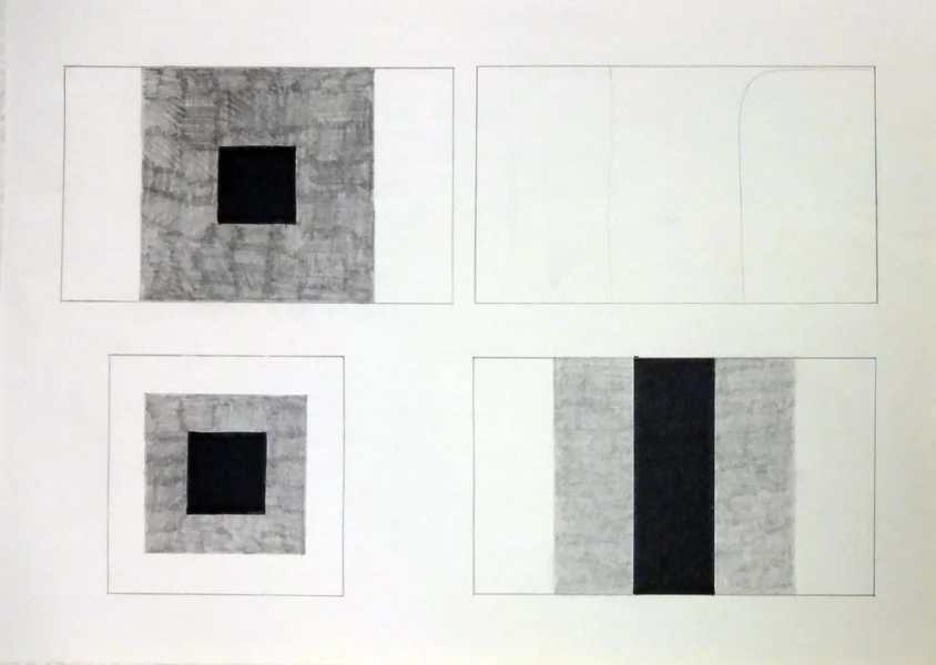 Neil Harrison, Group 1, Felt Marker and Graphite on Newsprint, Framed