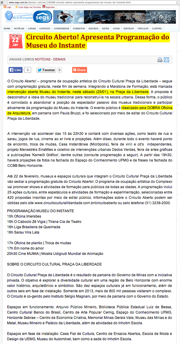 Site Segs, 22 de janeiro de 2014