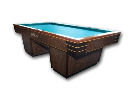 President Met banden in verstek volledig massief, dubbel zijdelings geschroefd. Lei ééndelig op de tafel van 2.10 m en 2.30 m, driedelig op de tafels van 2.10 m, 2.30 m en 2.84 m. Het frame is volledig van massief hout, net als het onderstel, dat met pennen en gaten verlijmd is. Verwarming met elektronische digitale thermostaat. Voor de ‘final finishing touch’ van de banden zorgt de houtsoort bubinga. Afmetingen: 6 regelpoten: 2.10 m x 1.05 m en 2.30 m x 1.15 m. 8 regelpoten: 2.84 m x 1.42 m.