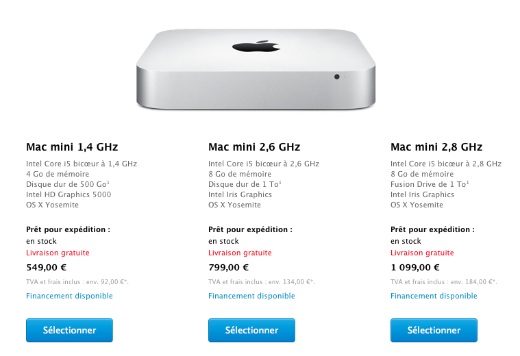 Le Mac Mini débute désormais à 549€