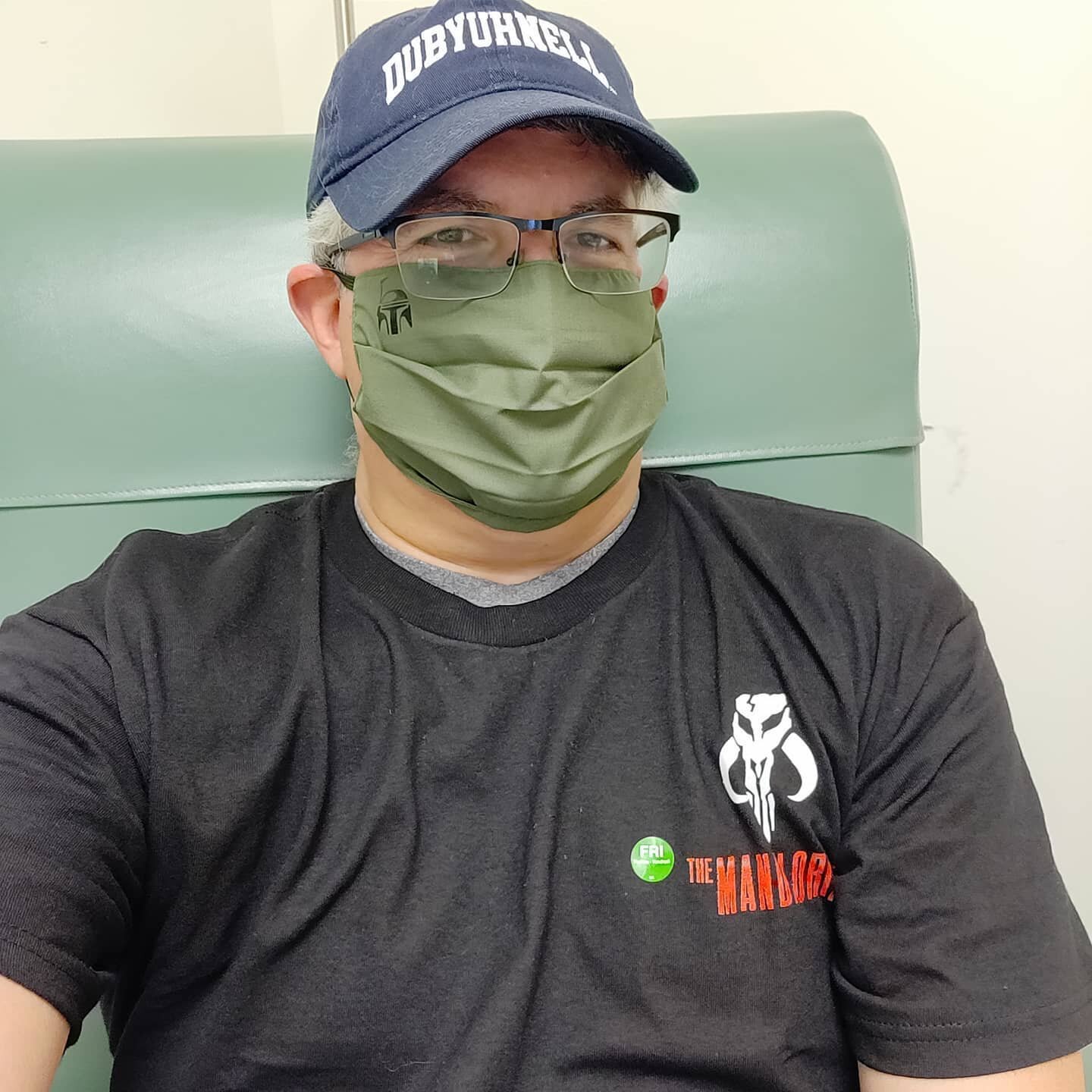 Just showing off another Star Wars mask while waiting for chemo.