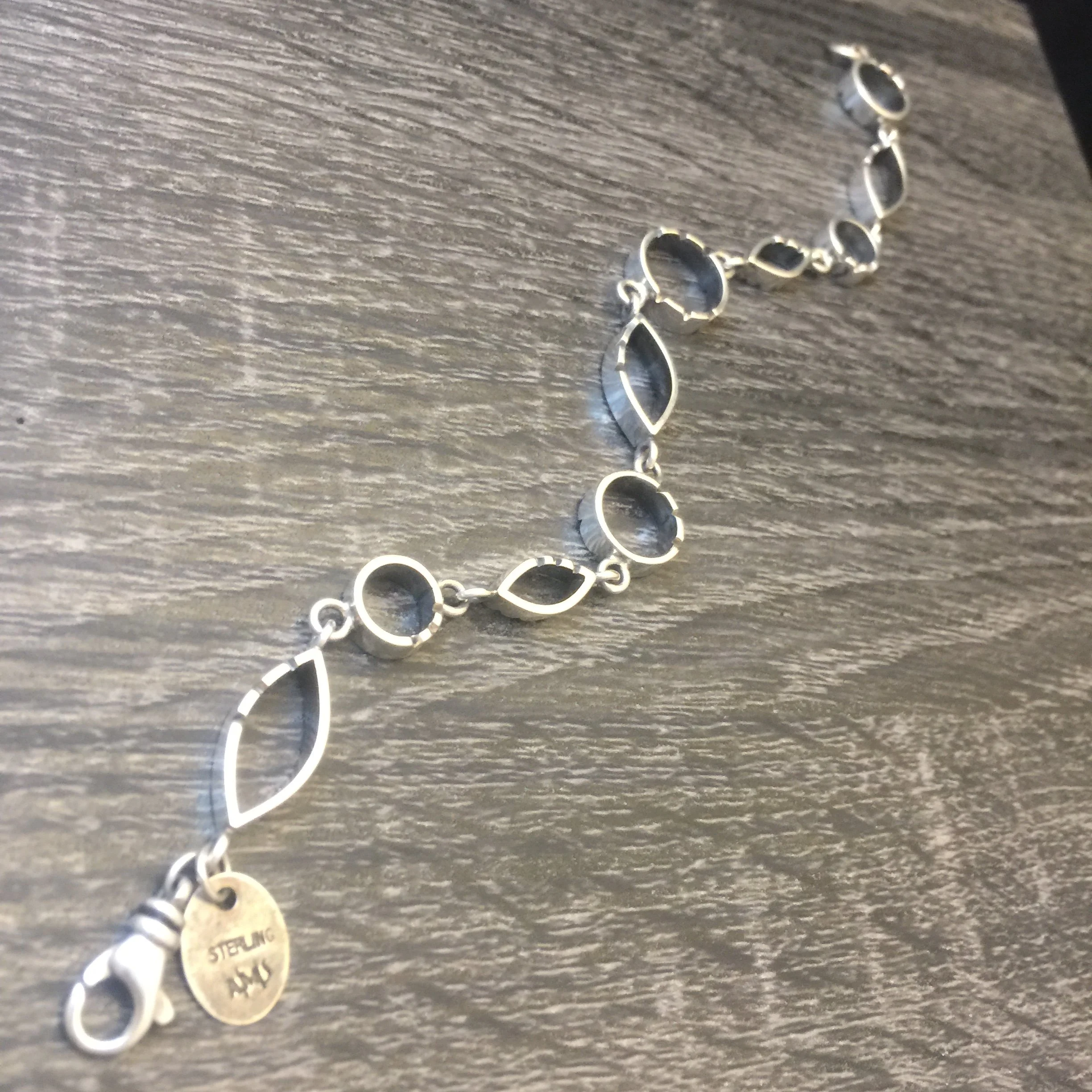 link AMS bracelet sterling circle marquise with notches 2.JPG