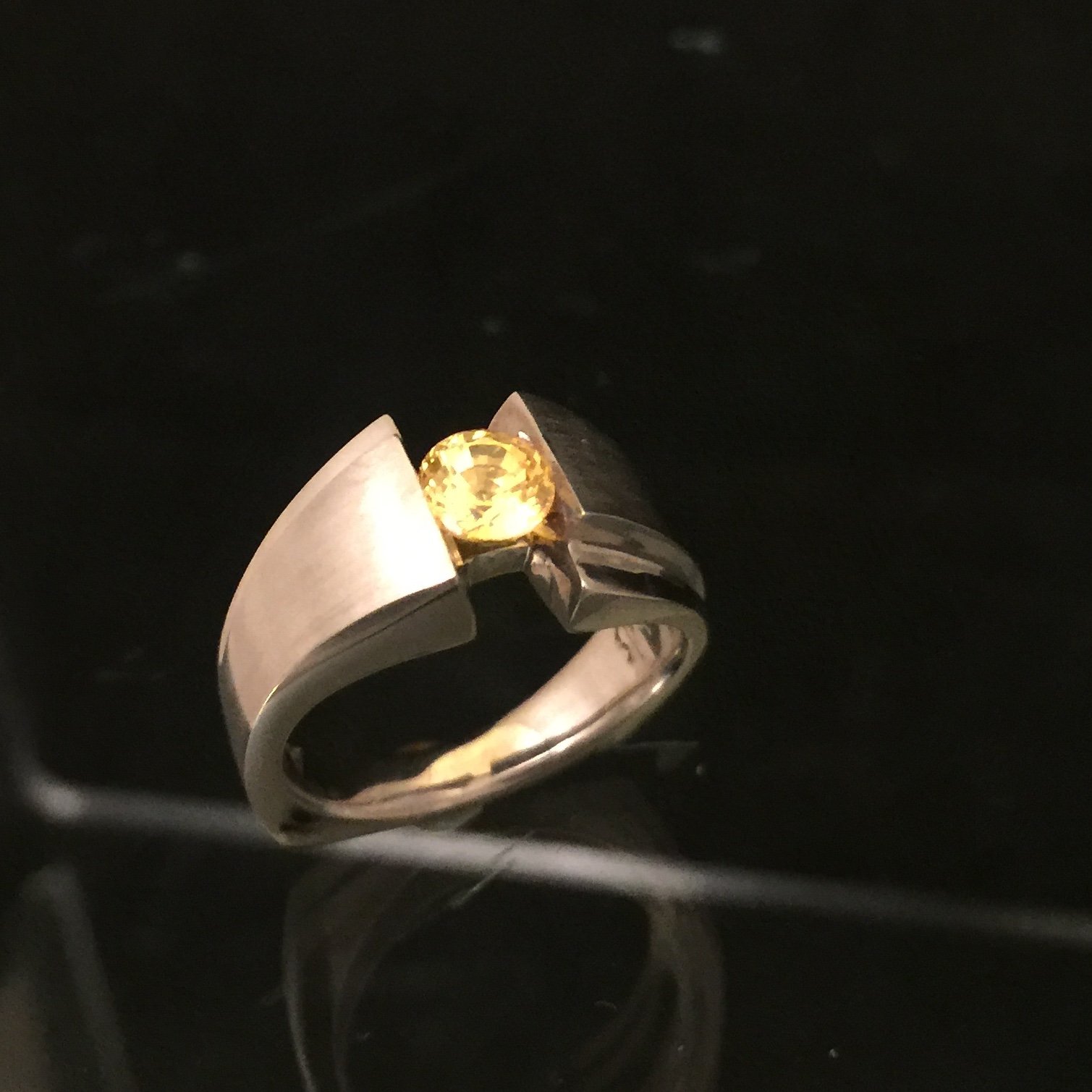 Lotus Flower Ring with Yellow Sapphire & Meteorite | Jewelry by Johan -  6.75 / 14k Yellow Gold - Jewelry by Johan
