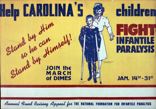 The fund raising efforts in North Carolina originated the idea of poster children as donation motivators; and the first North Carolina poster child was this boy who was photographed at the Hickory hospital .“In 1946 the [National Foundation's fund r…