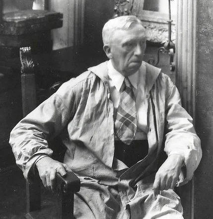Although the painting in front of which Starkweather is posed ( Portrait of Margaret Donegan, a Studio Scrub Woman ) was without question painted in 1916, the photo is clearly from much later.