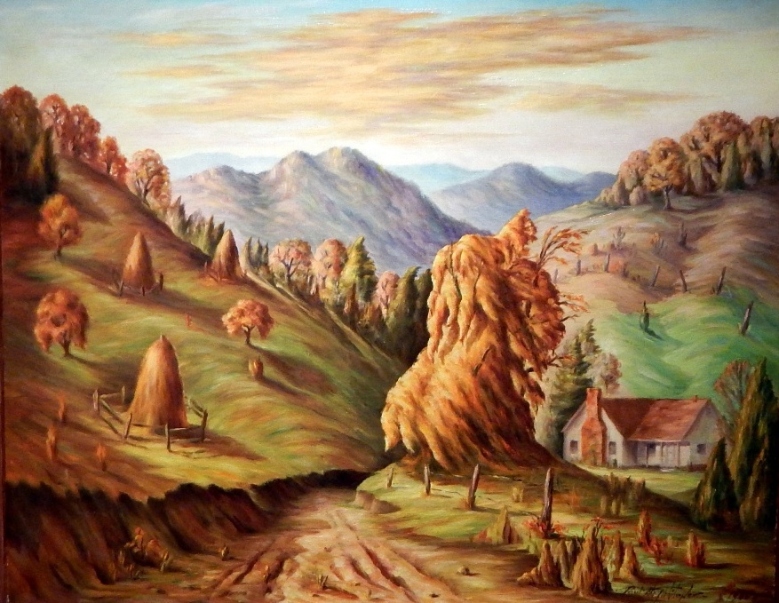 Paul's 1940 impression of the Blue Ridge Mountain homestead where Mickey grew up.