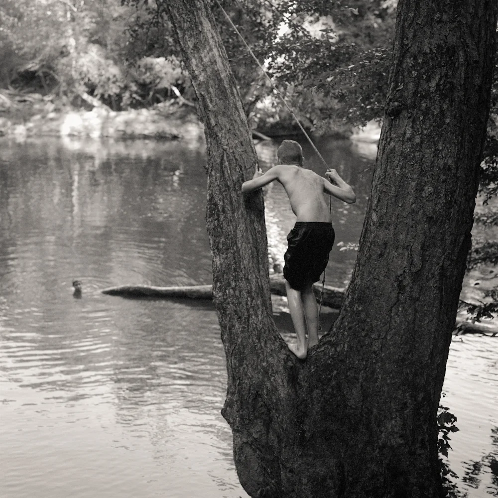 Jacob and Stephen LaRocque at Bobbit's Hole, Eno River, Orange C
