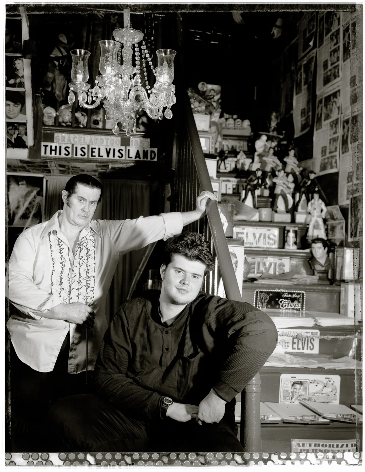 Paul Macleod and son, Elvis Aaron Presley Macleod at Gracelandtoo museum
