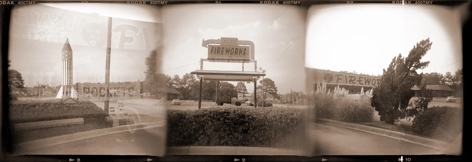 Fireworks triptych, I-95, SC 2008