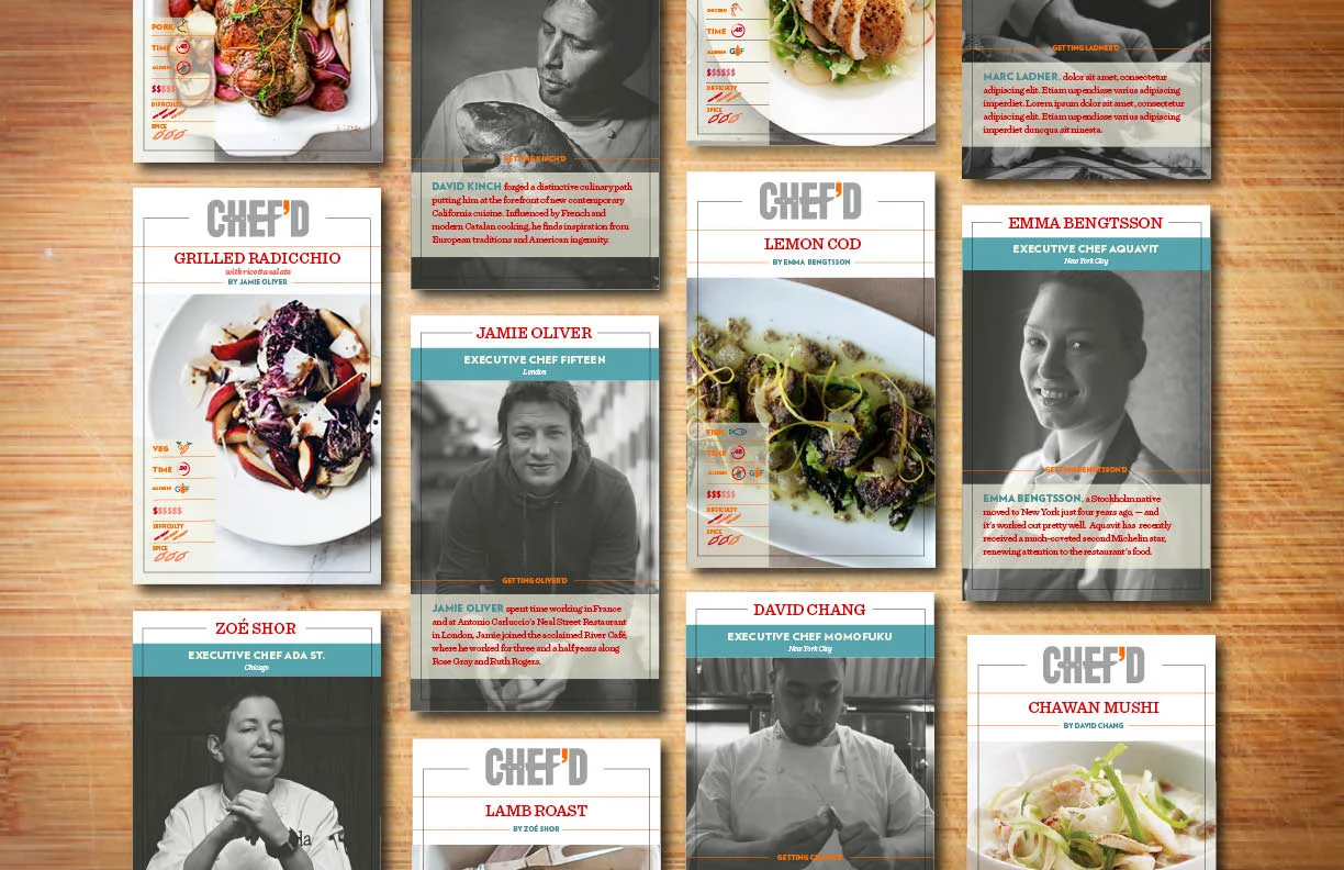 Chef bio and favorite recipe promotionals