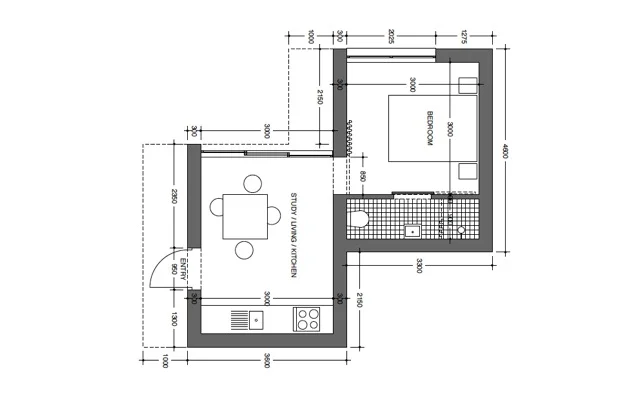 14 August 2013: Alan sent us a packet of drawings and this is what he imagined for our small casita, strikingly reminiscent of rooms at the Akademie.