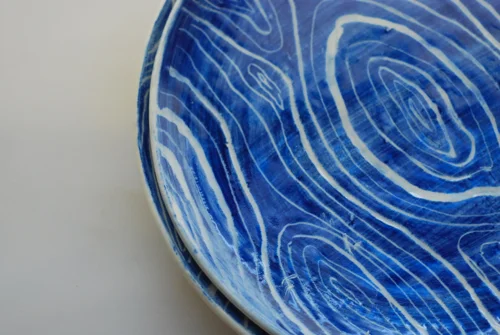 11" faux bois dinner plates