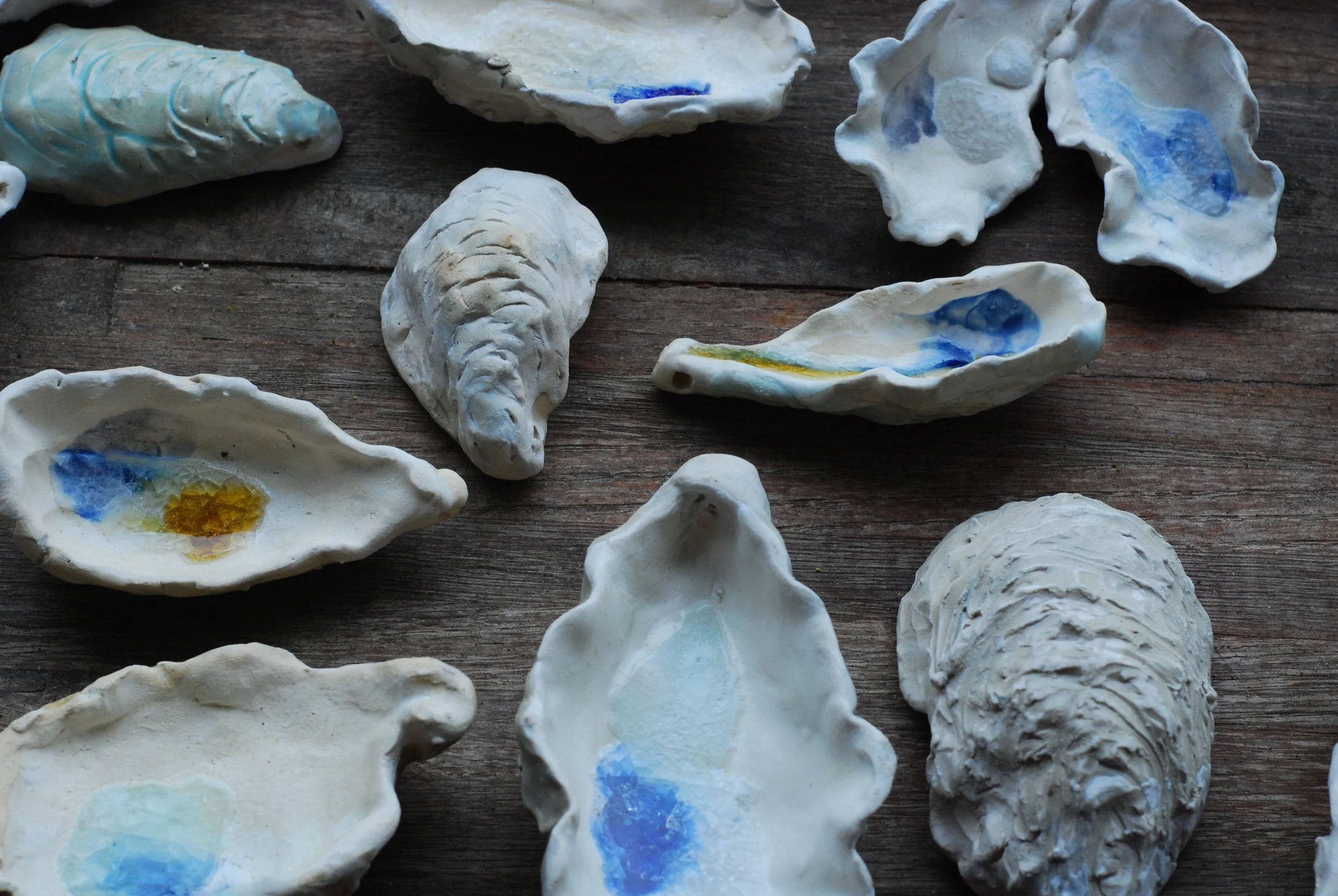 Porcelain and sea glass oyster shells. These really are my favorite new things to make.
