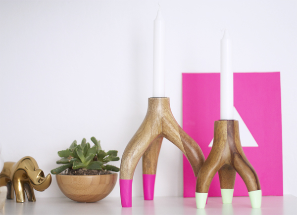 Neon Antler Candle Holders