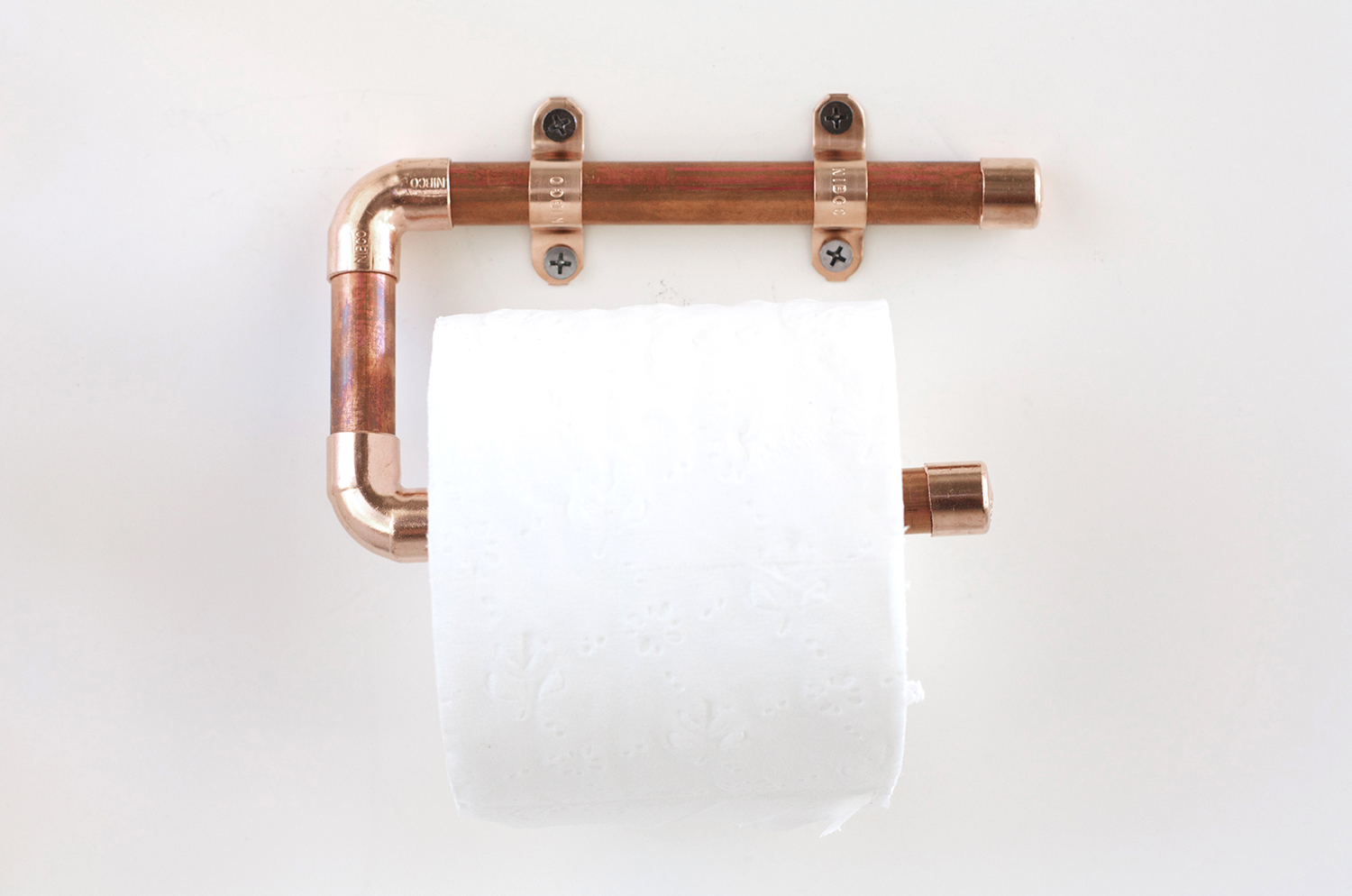 Copper on Grey Oak Effect Base Kitchen Paper Towel Holder or Toilet Roll Stand 