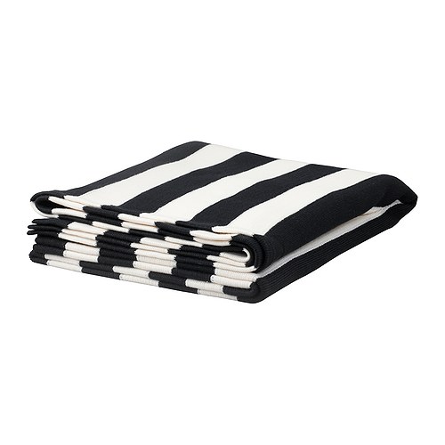 Black and white striped IKEA blanket