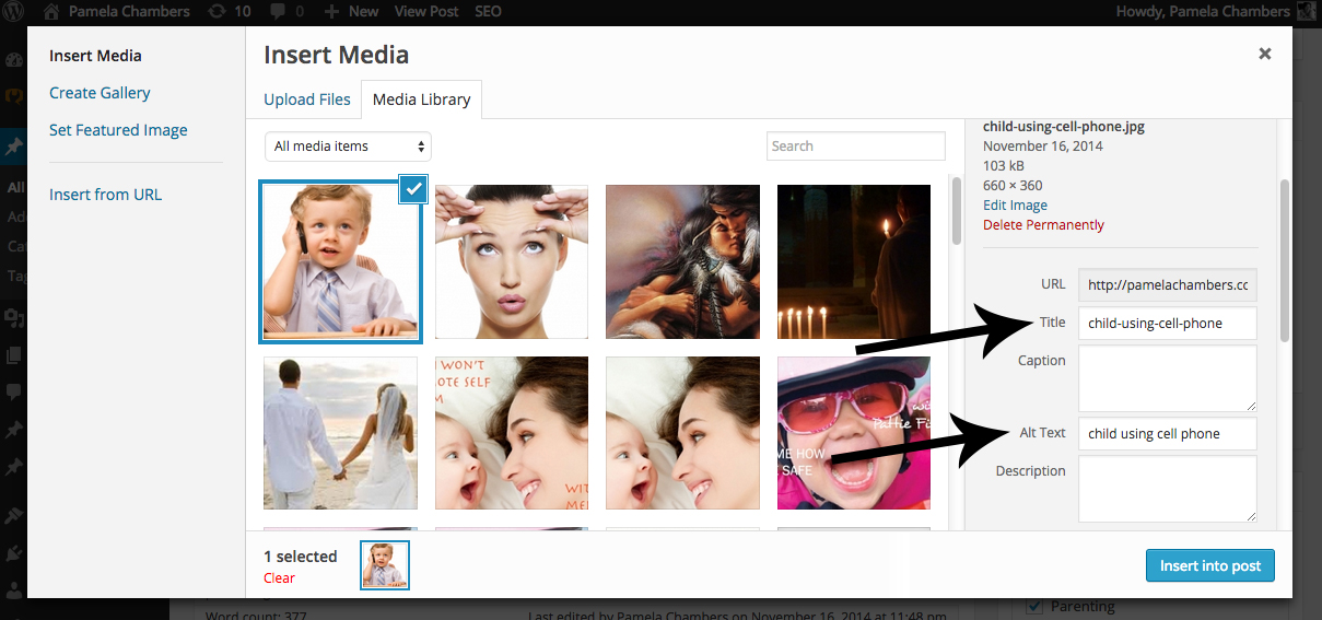 changing an image title in Wordpress