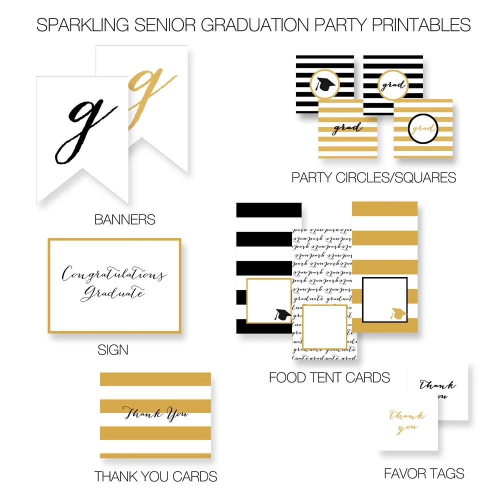 New Sparkling Graduation Party Printables in the Shop — Kristi Murphy ...