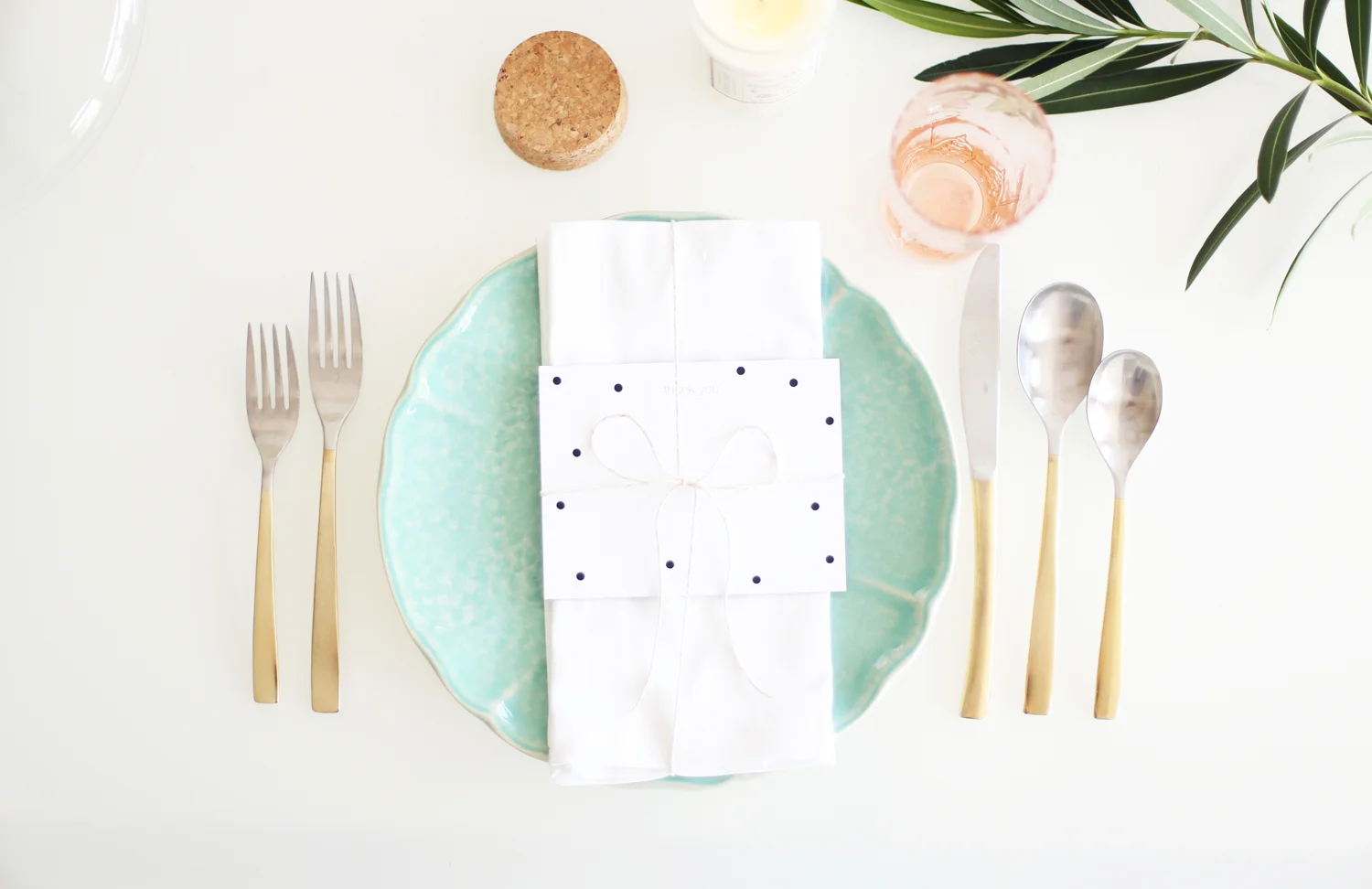 pink and mint place setting