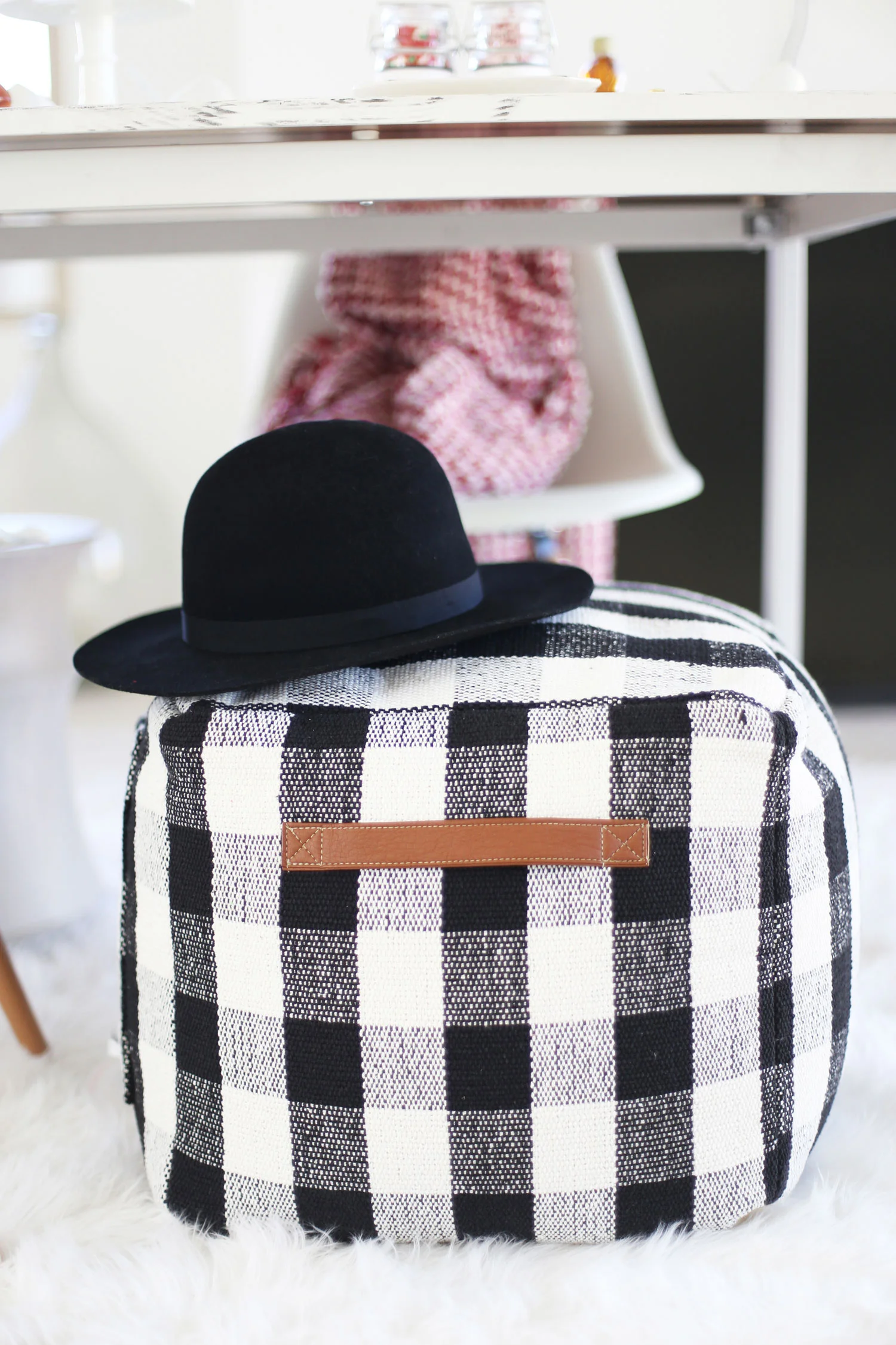 plaid Target pouf - Christmas morning breakfast ideas