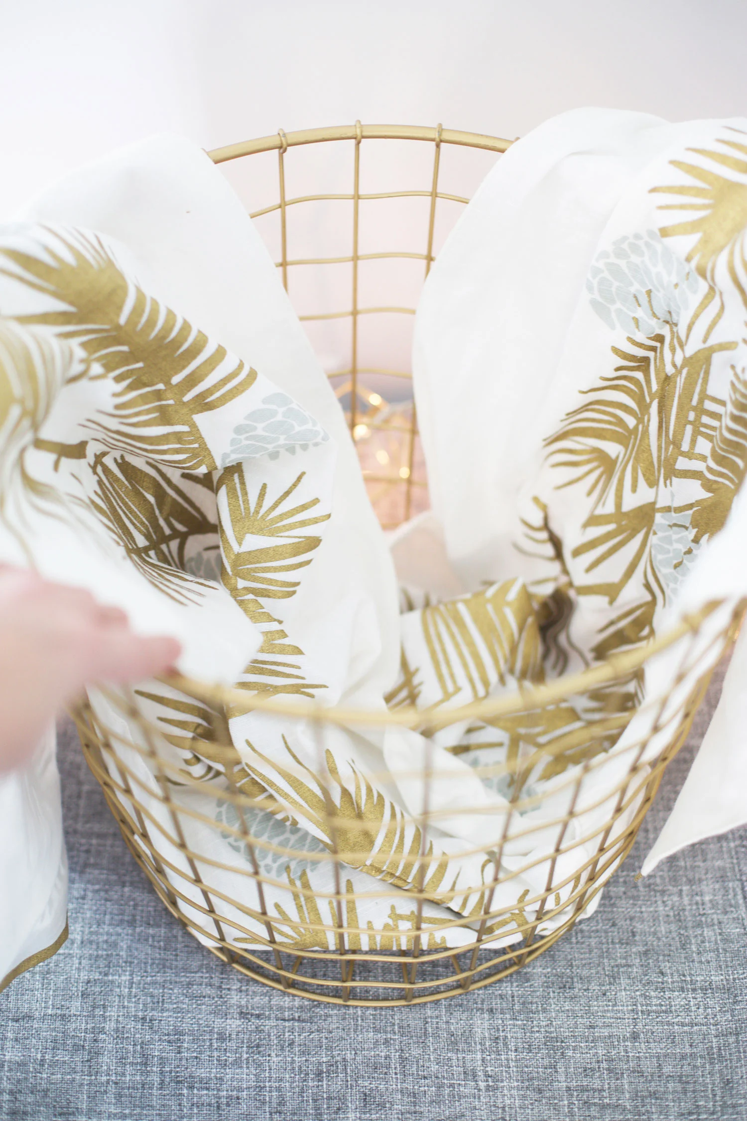 putting together a gift basket