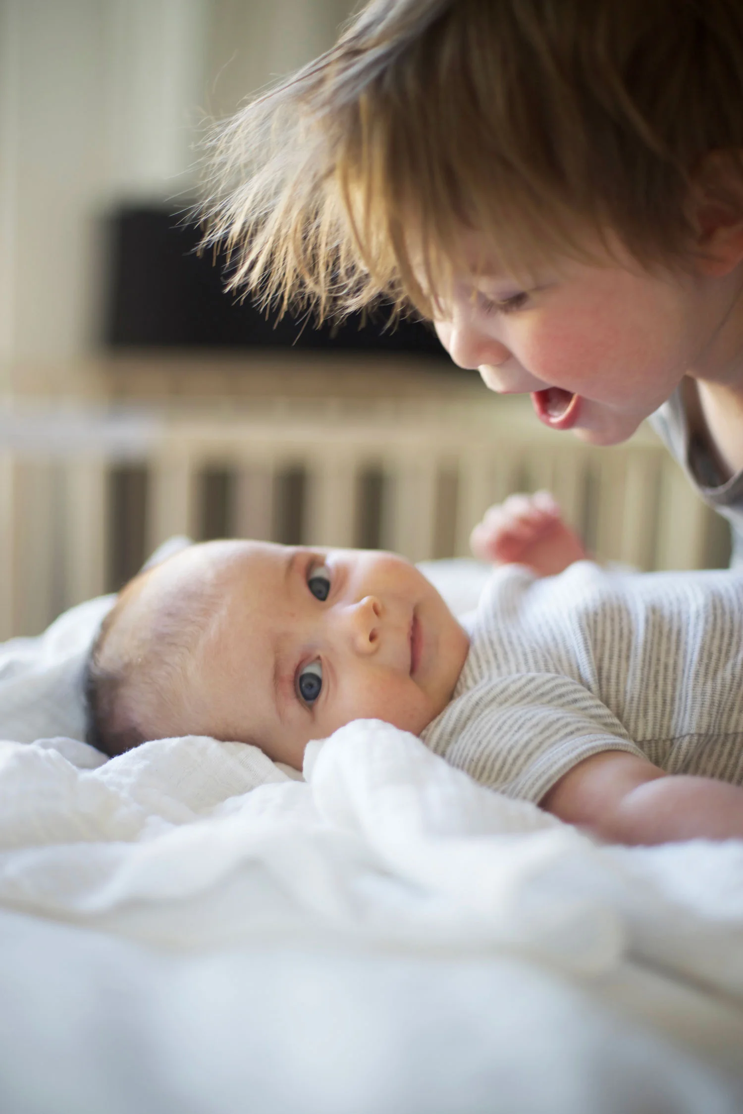 big brother talking to baby sister baby bedtime routine
