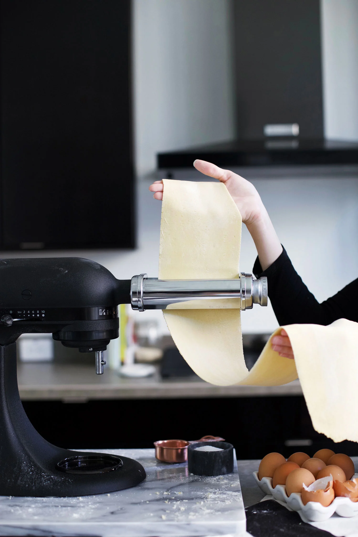 rolling out pasta