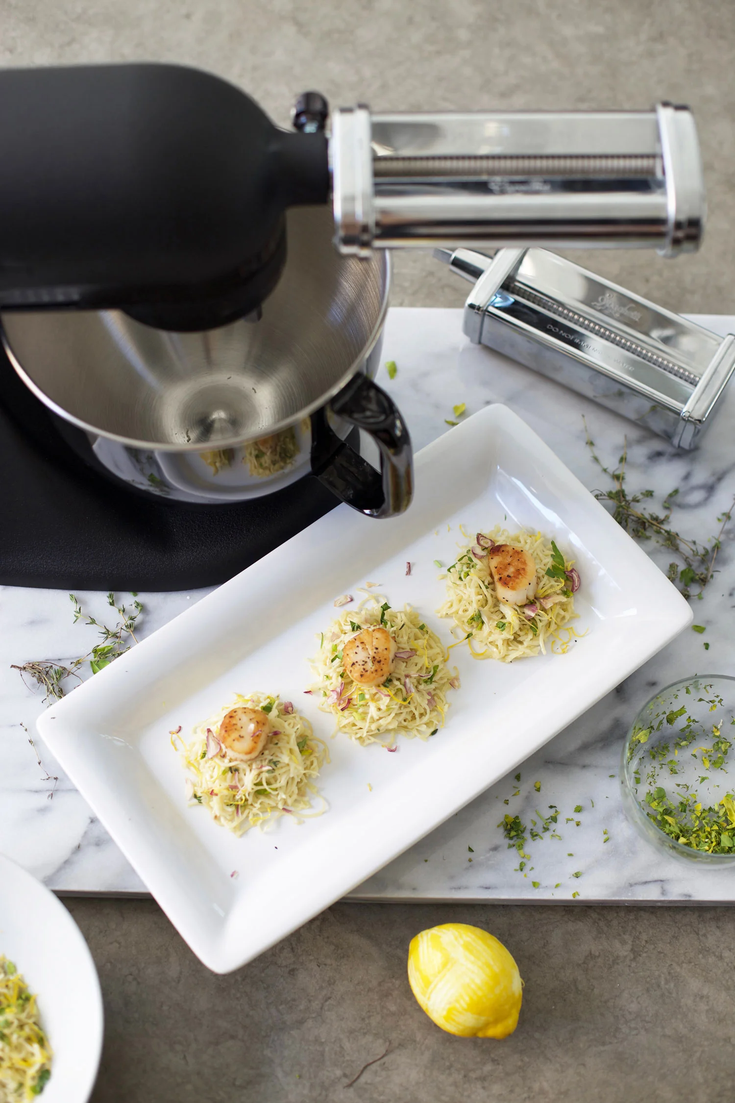 making homemade pasta with a mixer attachment