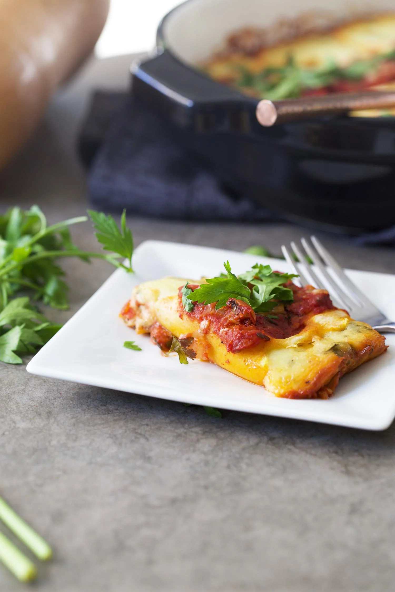 butternut squash manicotti on a plate