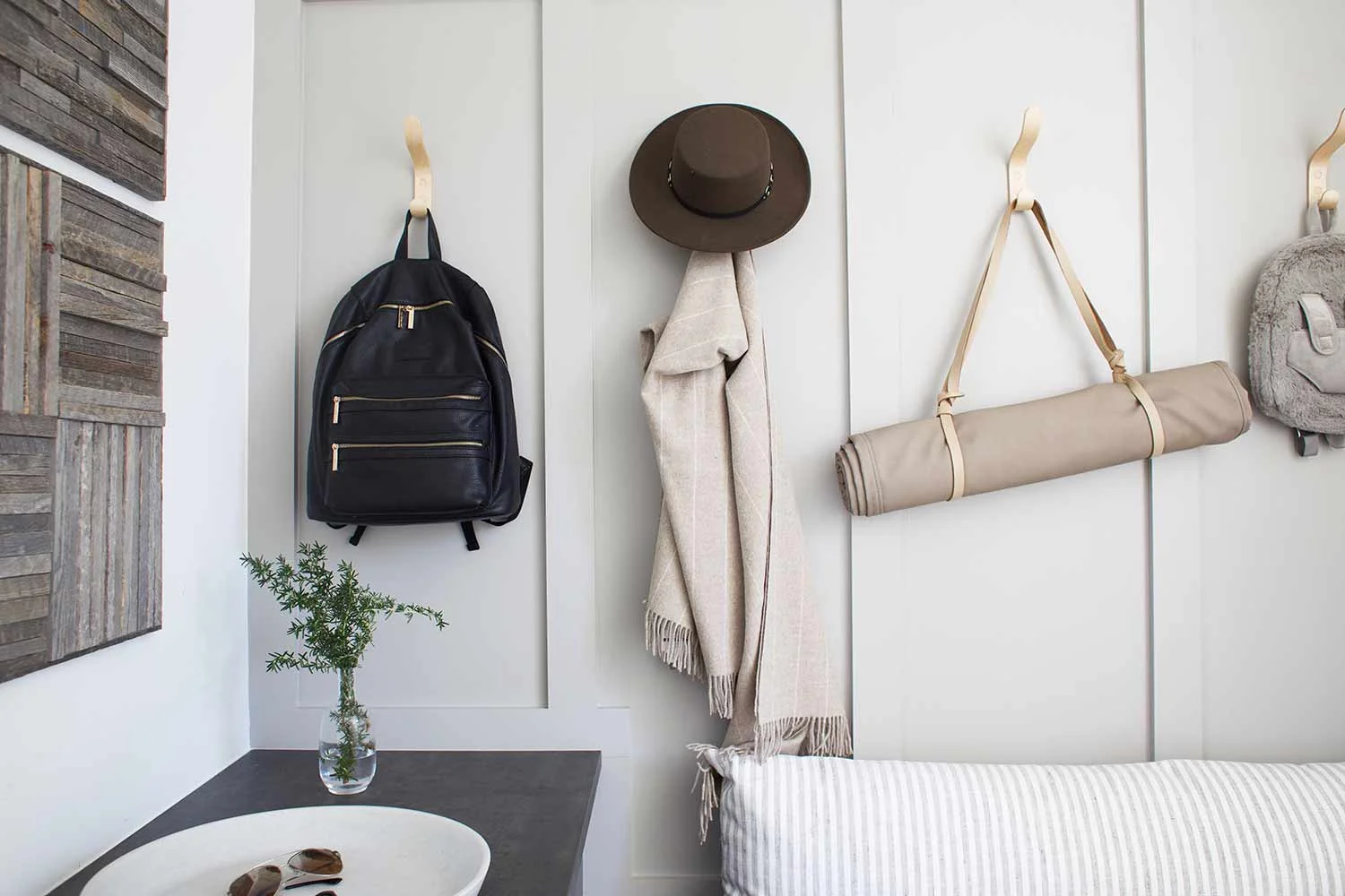 mudroom with Stikwood wall art