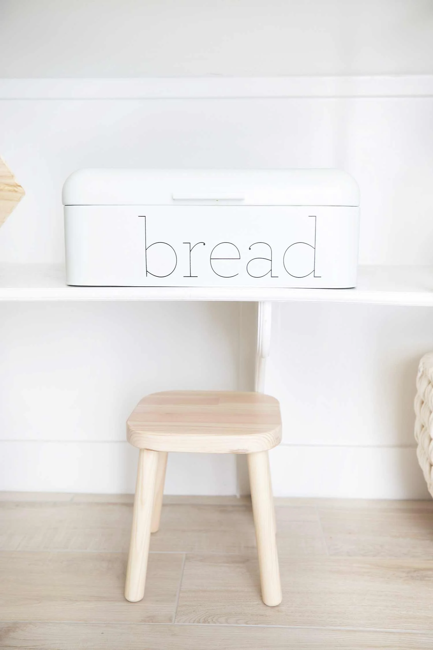 pantry reveal bread box and stool