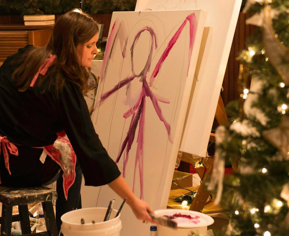 Gina Hurry painting in response to Jenny's music