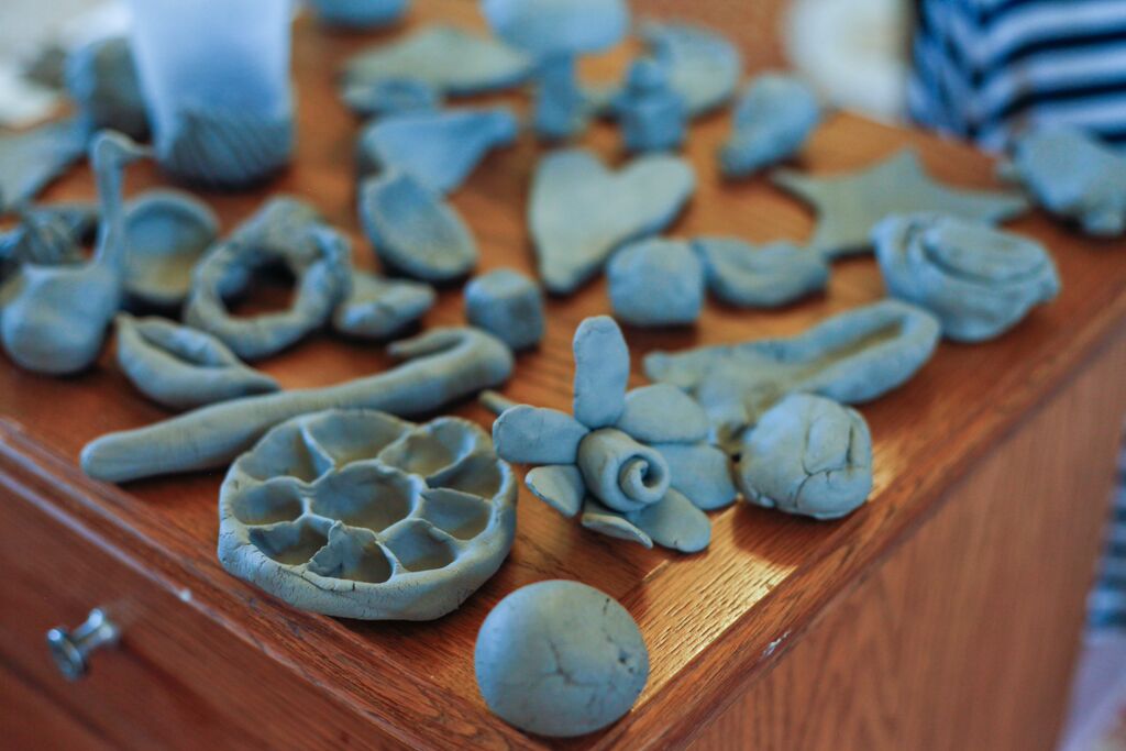 Some of the audience's clay contributions 