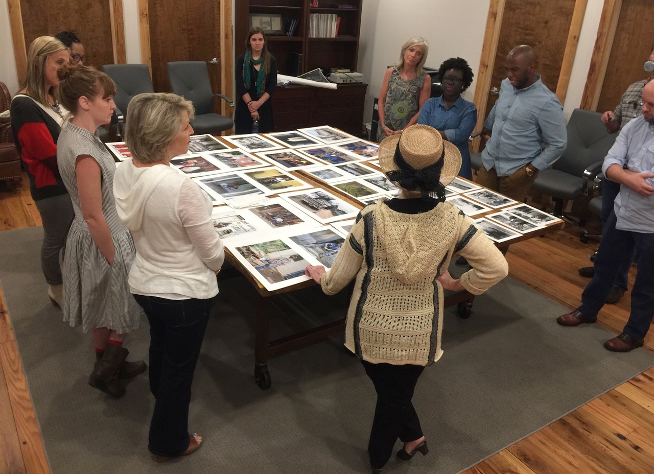 Recent Bridge Builders meeting discussing Vicki Hunt's social injustice images