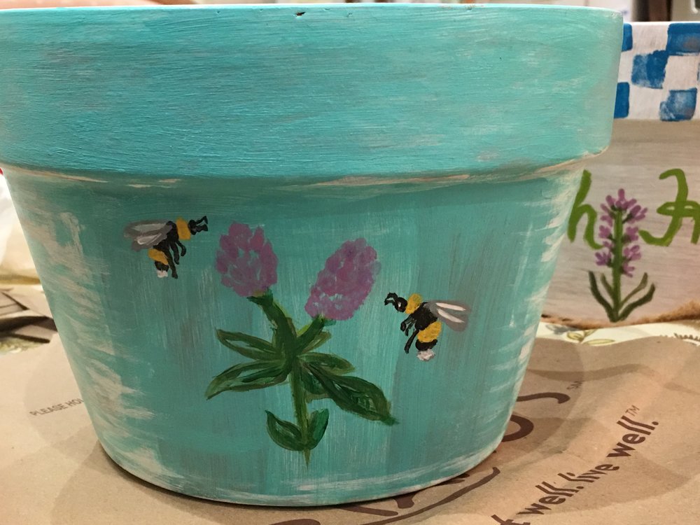 hand painted terra cotta pot