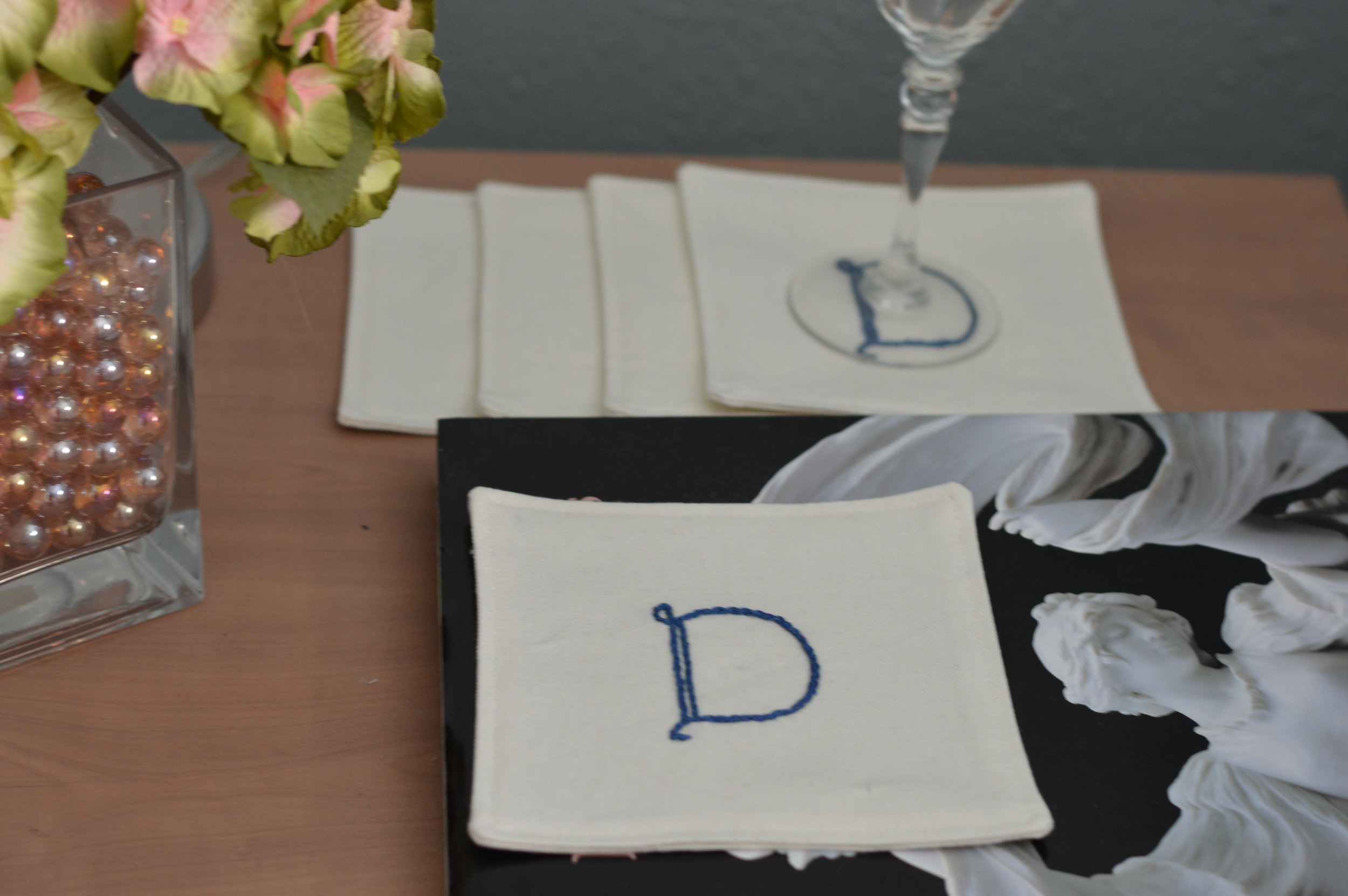 Hand embroidered Cocktail napkins