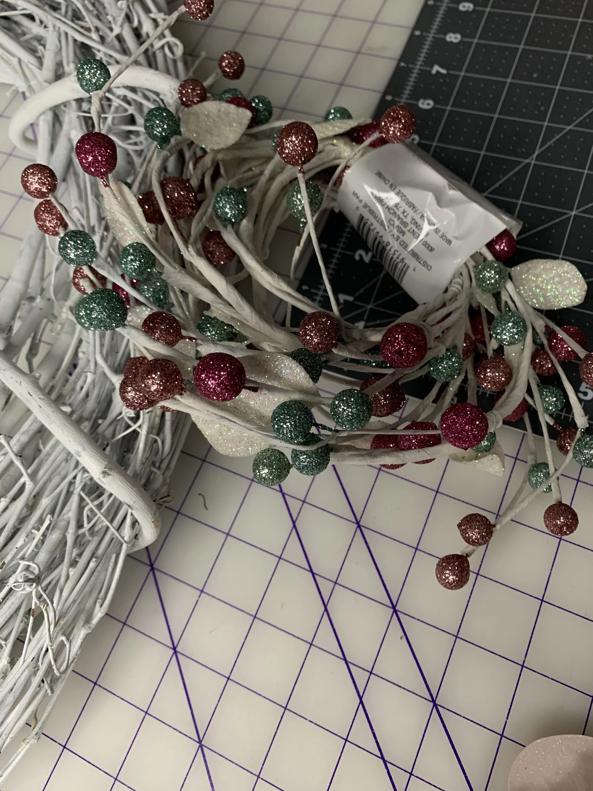 Glitter berry garland for wreath
