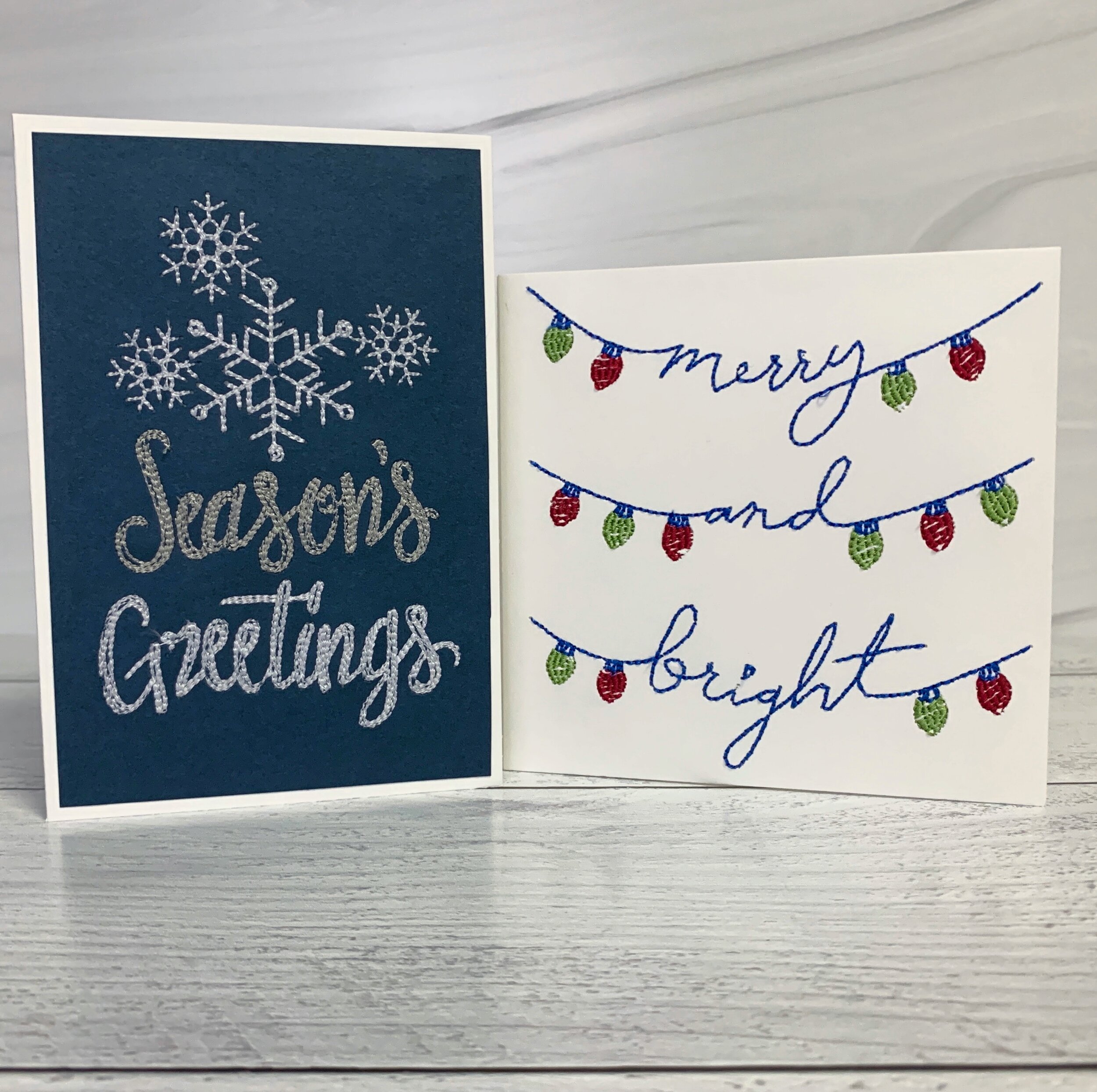Machine embroidered holiday cards