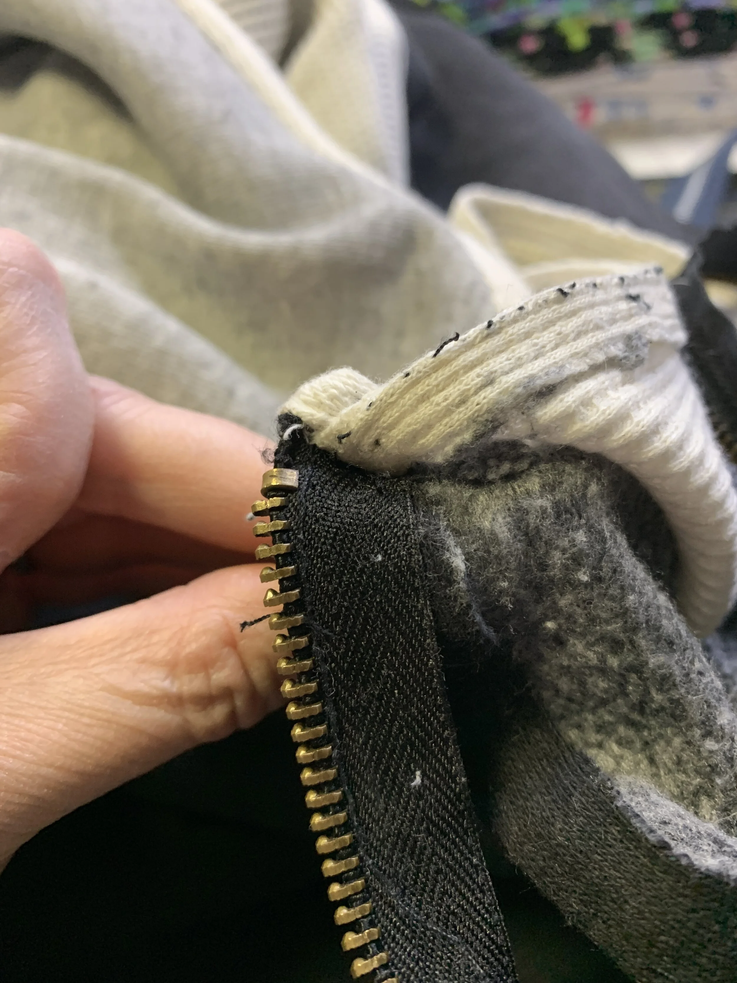 Unpicked broken zipper