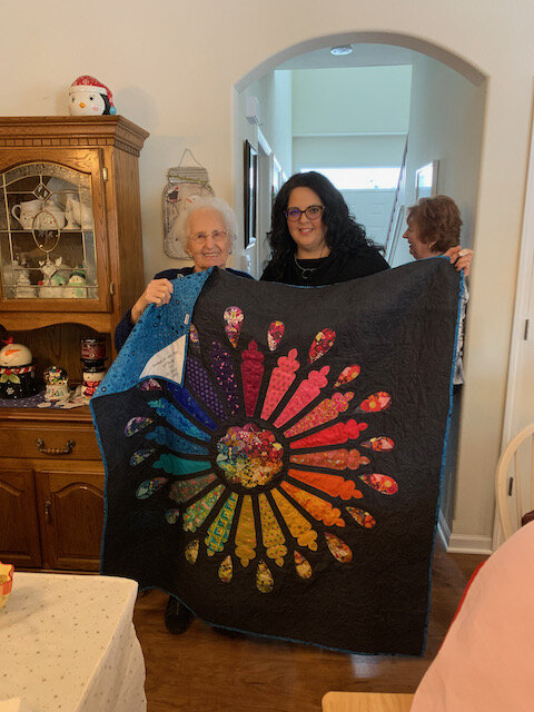 Me and Aunt Marge with Cathedral Quilt