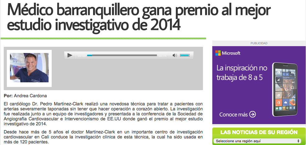 RCN Radio: Médico barranquillero gana premio al mejor estudio investigativo de 2014