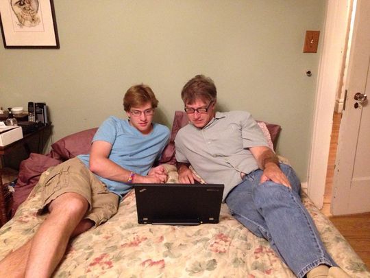 Jeremy DeJournett, left, and his father, Dr. Leon DeJournett, working together. The two have teamed up in an effort to develop an artificial pancreas. (Photo: Courtesy of Jeremy DeJournett)