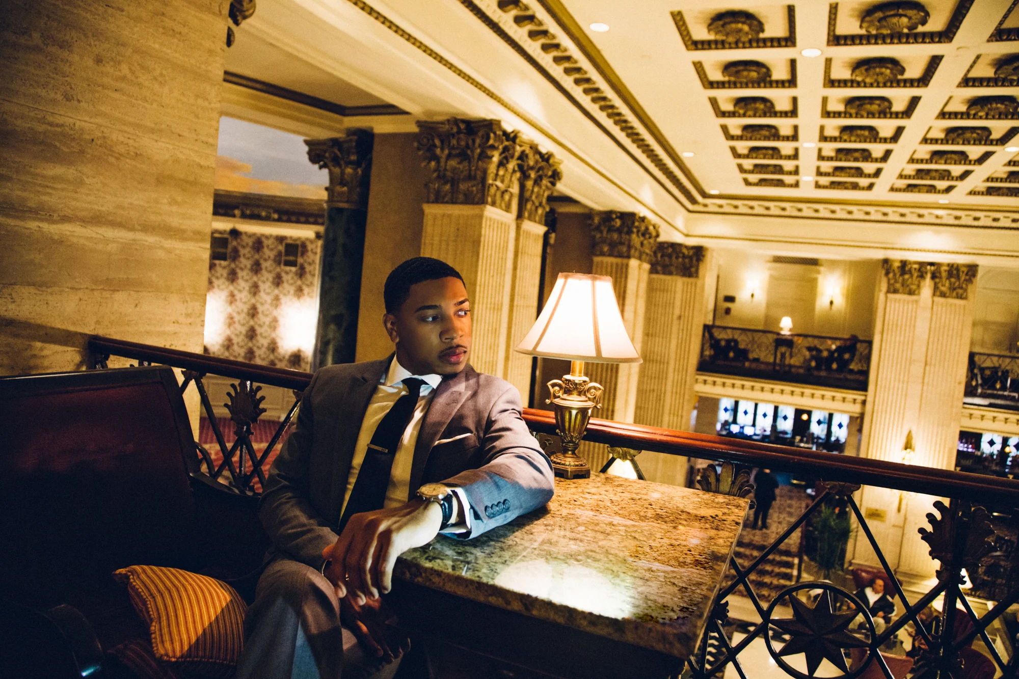  Christian Sands portrait shoot photographed by Anna Webber at Roosevelt Hotel and Steinway & Sons, NY, NY 